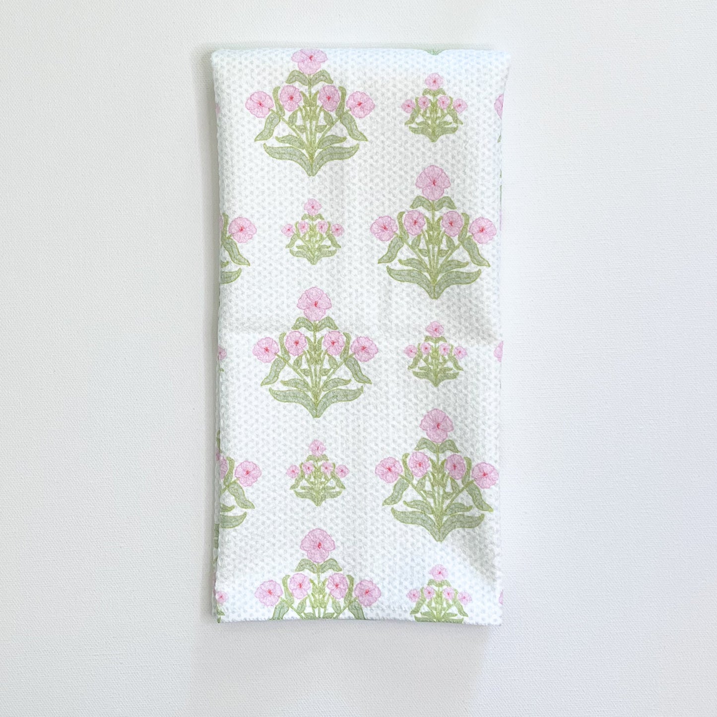 Andi Floral in Pink with Faint Polka Dots Premium Waffle Weave Hand Towel - Absorbent & Quick Drying