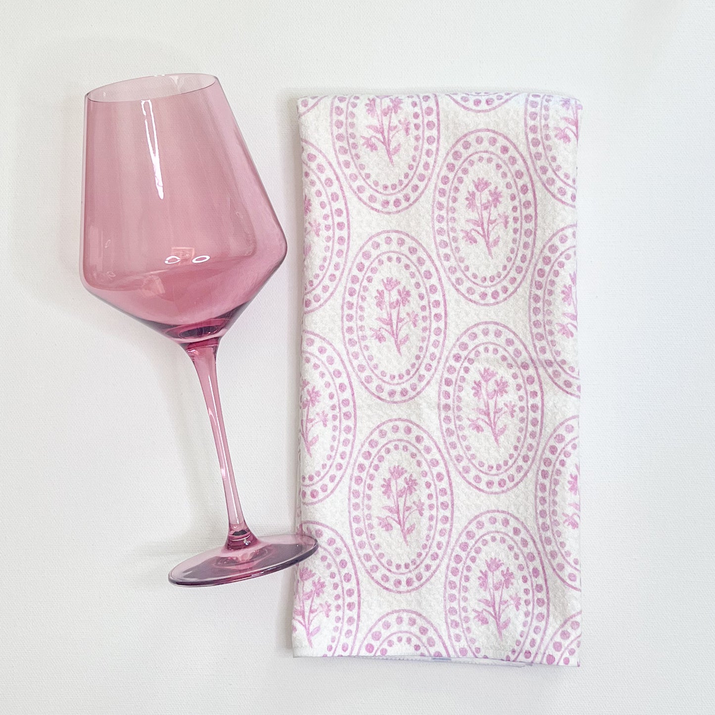 Double Charlotte in Pink Premium Waffle Weave Hand Towel - Absorbent & Quick Drying