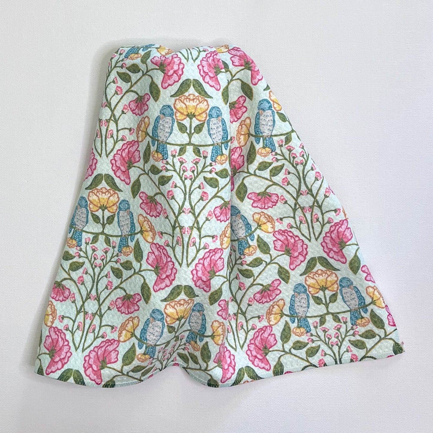 Tranquil Garden Birds in Light Premium Waffle Weave Hand Towel - Absorbent & Quick Drying