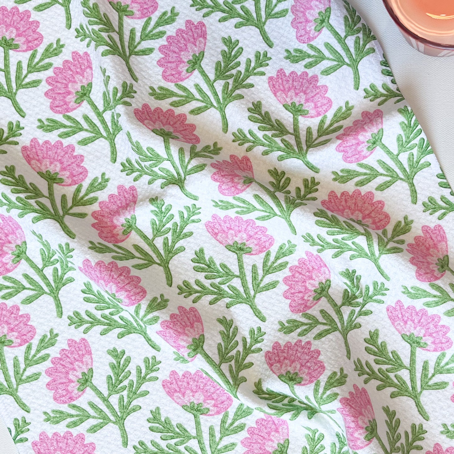 Pops of Pink Florals Premium Waffle Weave Hand Towel - Absorbent & Quick Drying