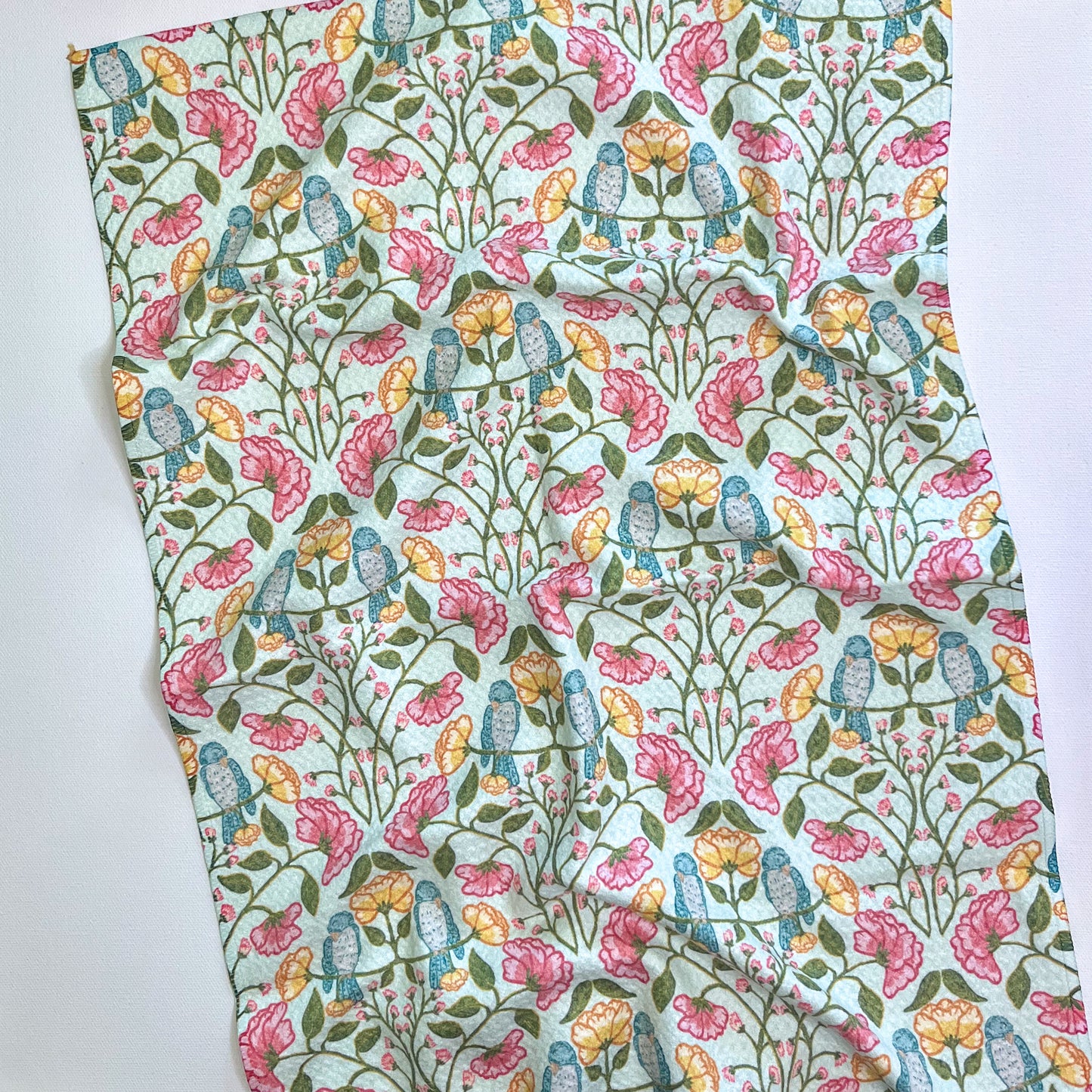 Tranquil Garden Birds in Light Premium Waffle Weave Hand Towel - Absorbent & Quick Drying