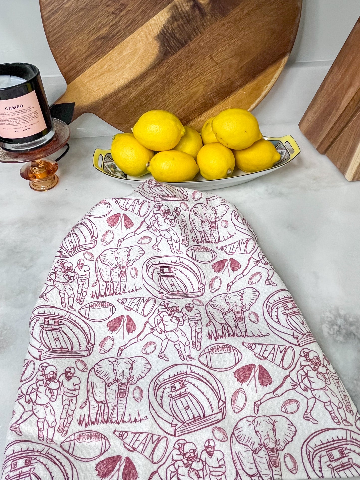 Crimson Football with Elephant Premium Waffle Weave Hand Towel - Absorbent & Quick Drying