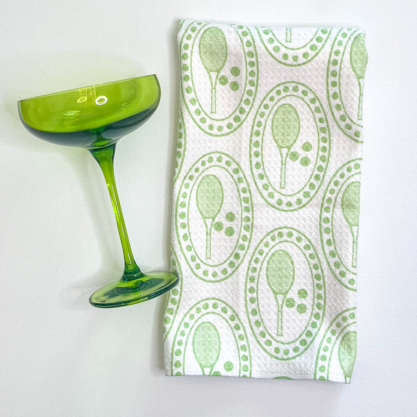 Green Tennis Medallions Premium Waffle Weave Hand Towel - Absorbent & Quick Drying