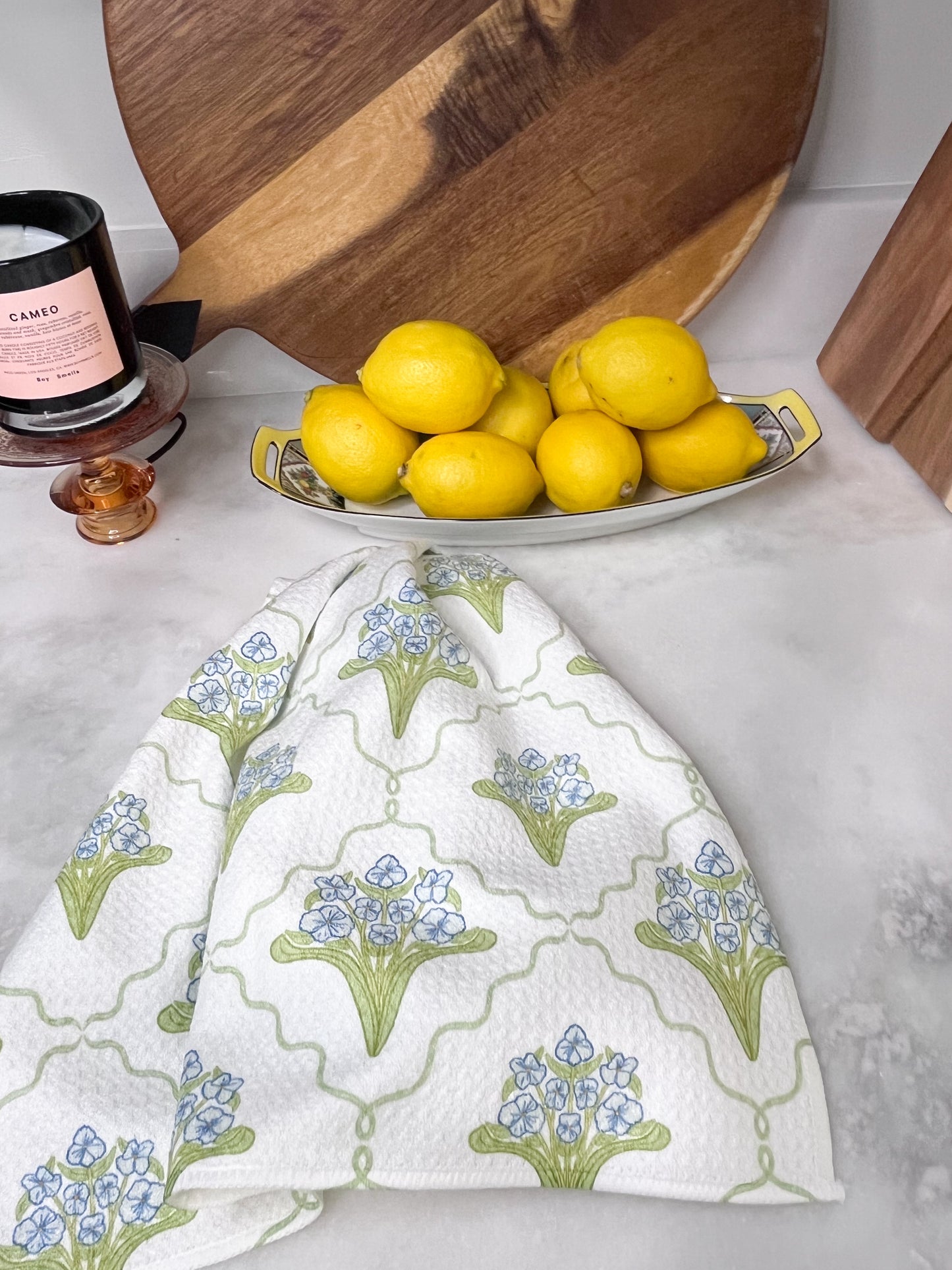 Andi Florals and Ribbons Premium Waffle Weave Hand Towel - Absorbent & Quick Drying