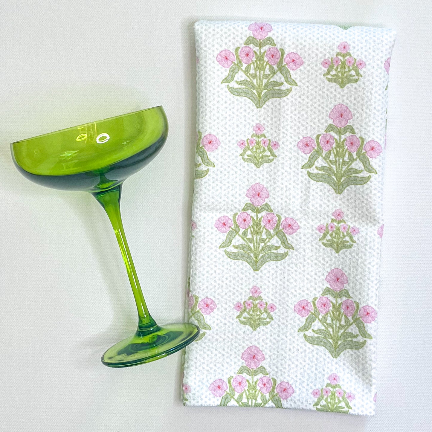 Andi Floral in Pink with Faint Polka Dots Premium Waffle Weave Hand Towel - Absorbent & Quick Drying