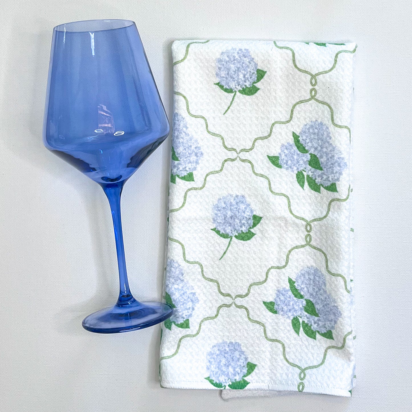 Hydrangea Florals and Ribbons Premium Waffle Weave Hand Towel - Absorbent & Quick Drying