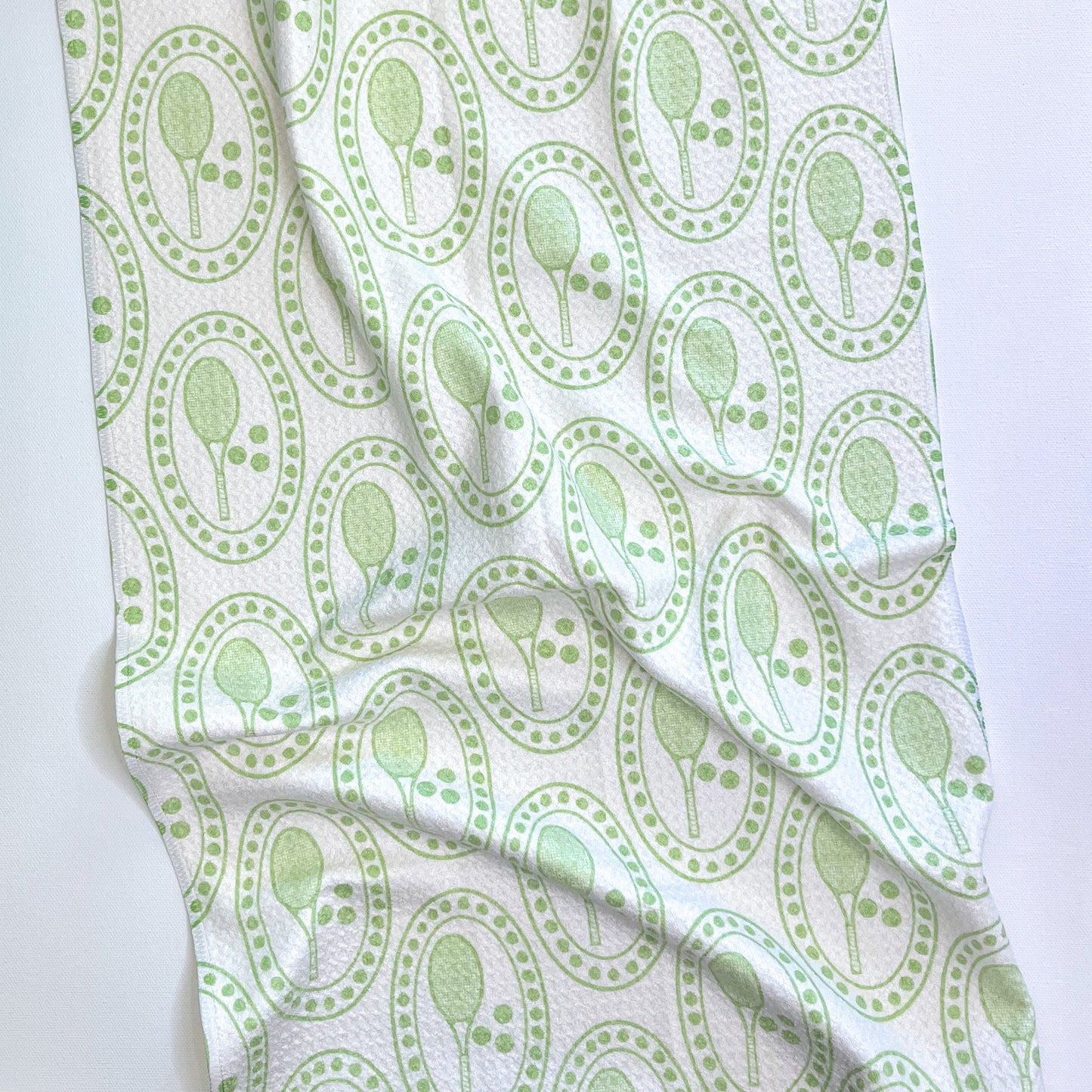 Green Tennis Medallions Premium Waffle Weave Hand Towel - Absorbent & Quick Drying