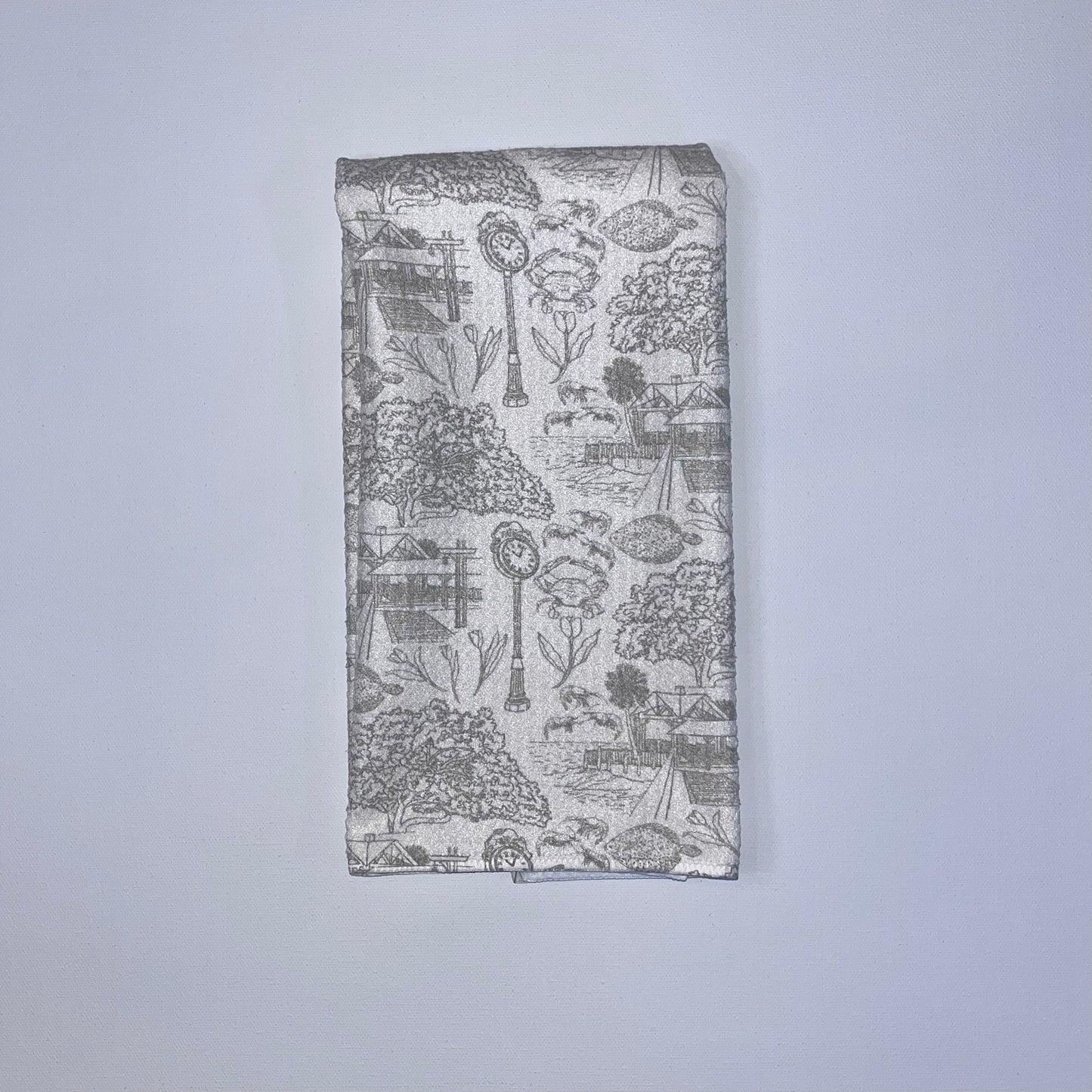 Fairhope Toile in Soft Grey Premium Waffle Weave Hand Towel - Absorbent & Quick Drying