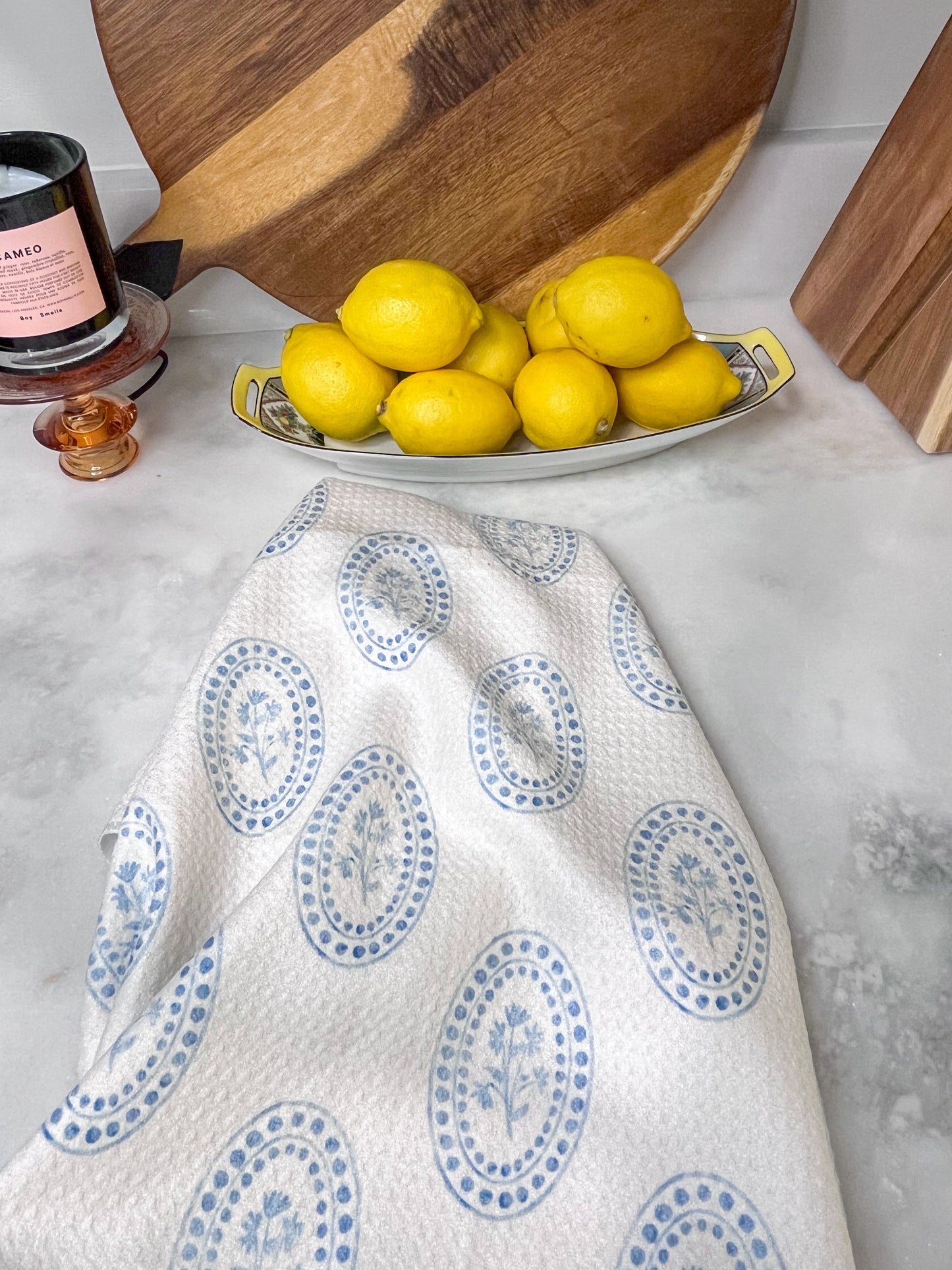 Charlotte in Blue Premium Waffle Weave Hand Towel - Absorbent & Quick Drying