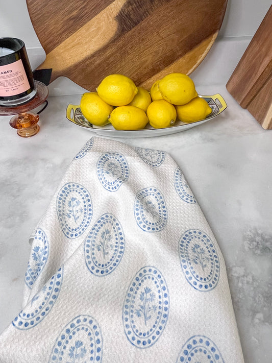 Charlotte in Blue Premium Waffle Weave Hand Towel - Absorbent & Quick Drying