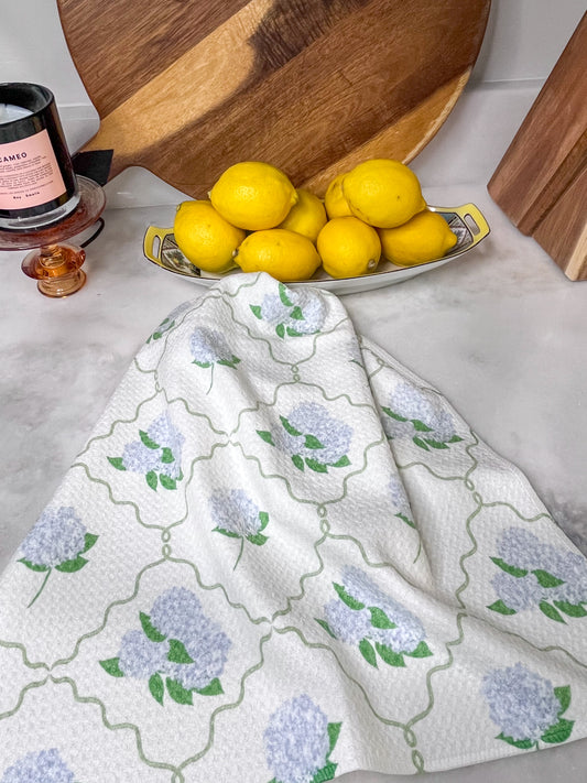 Hydrangea Florals and Ribbons Premium Waffle Weave Hand Towel - Absorbent & Quick Drying