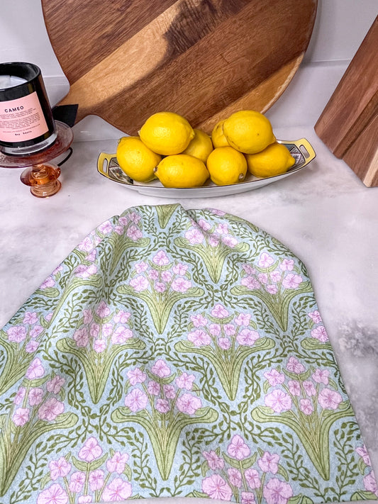 The Enchanted Vine in Pink Floral Premium Waffle Weave Hand Towel - Absorbent & Quick Drying