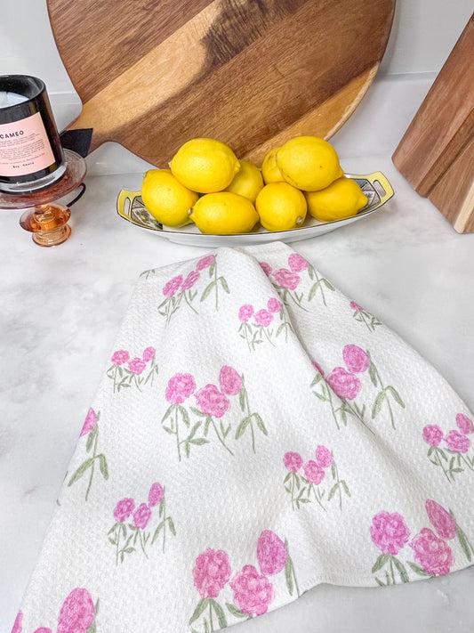 Pink Peonies Premium Waffle Weave Hand Towel - Absorbent & Quick Drying