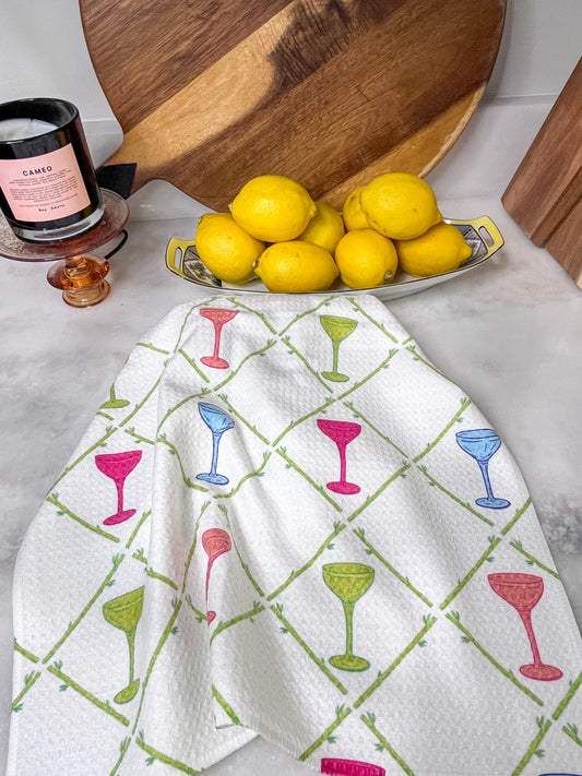 Martini Glasses Premium Waffle Weave Hand Towel - Absorbent & Quick Drying
