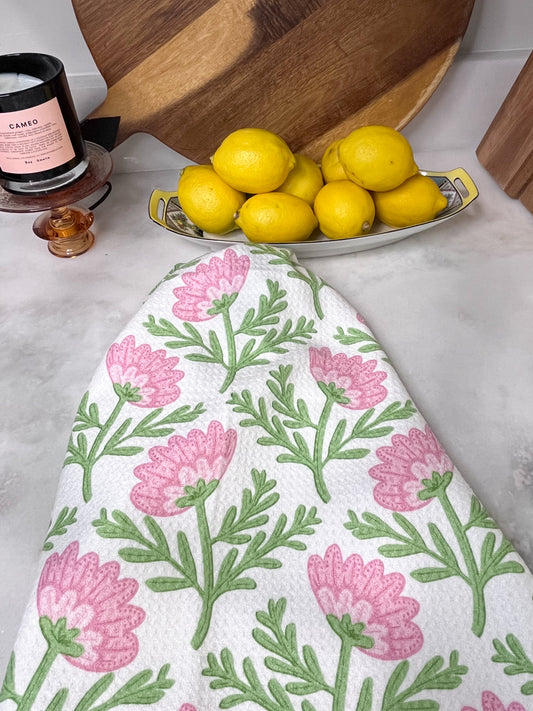 Pops of Pink Florals Premium Waffle Weave Hand Towel - Absorbent & Quick Drying