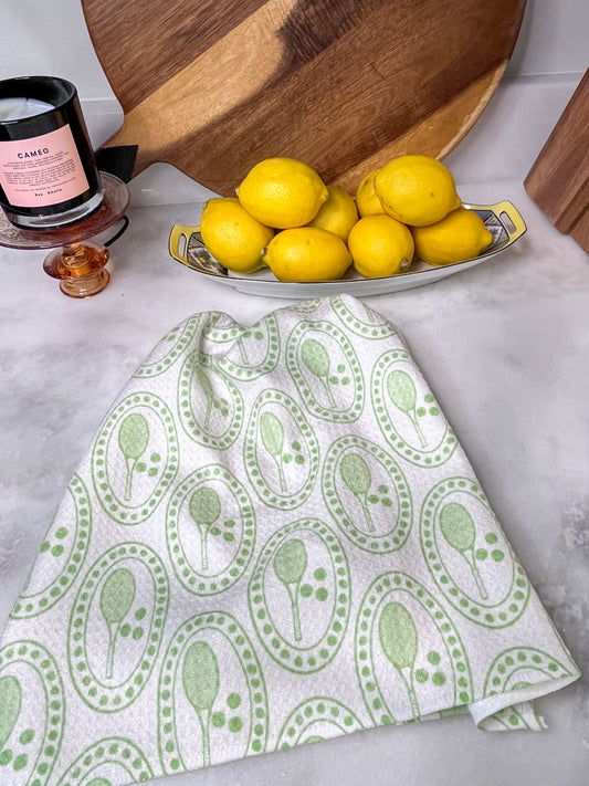 Green Tennis Medallions Premium Waffle Weave Hand Towel - Absorbent & Quick Drying