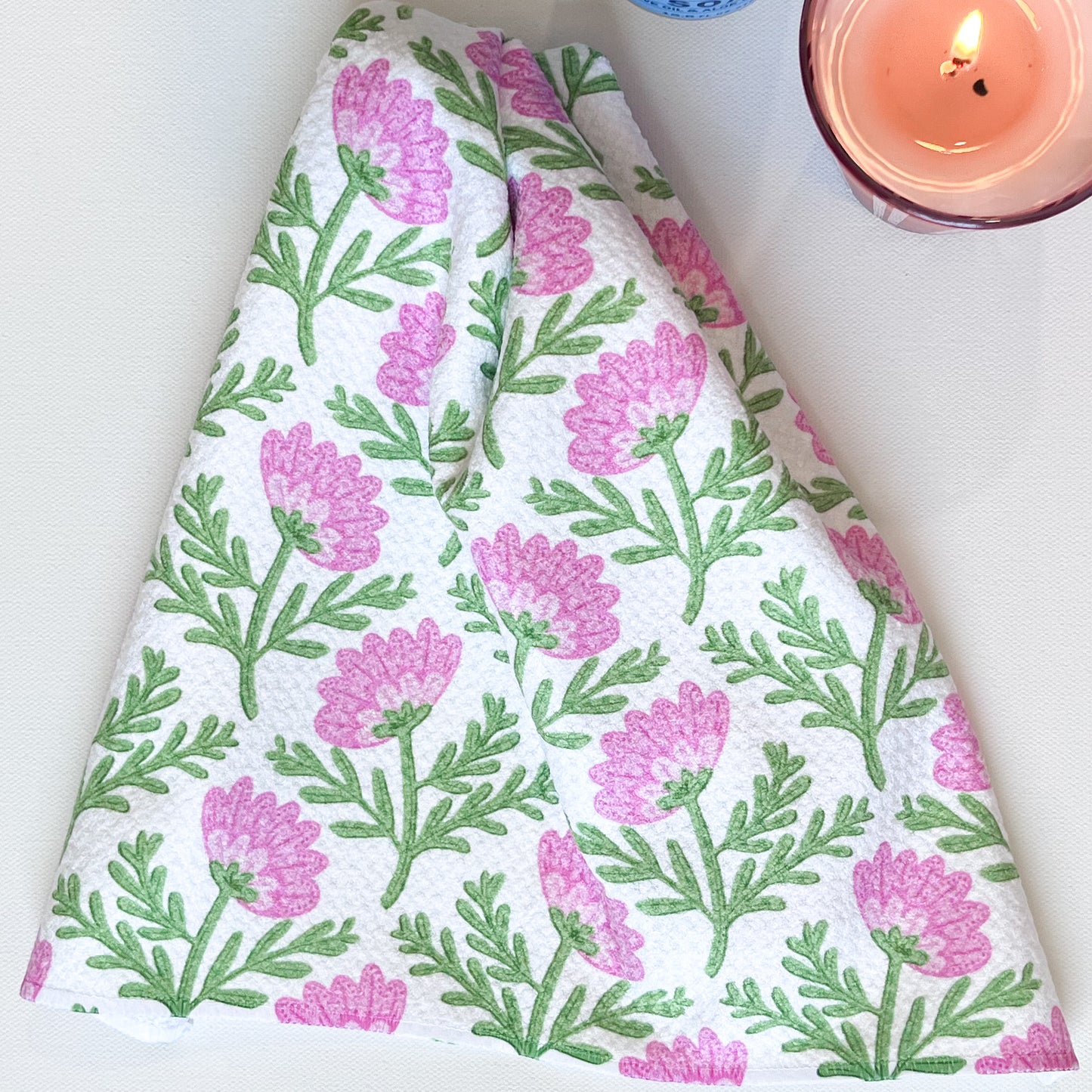 Pops of Pink Florals Premium Waffle Weave Hand Towel - Absorbent & Quick Drying