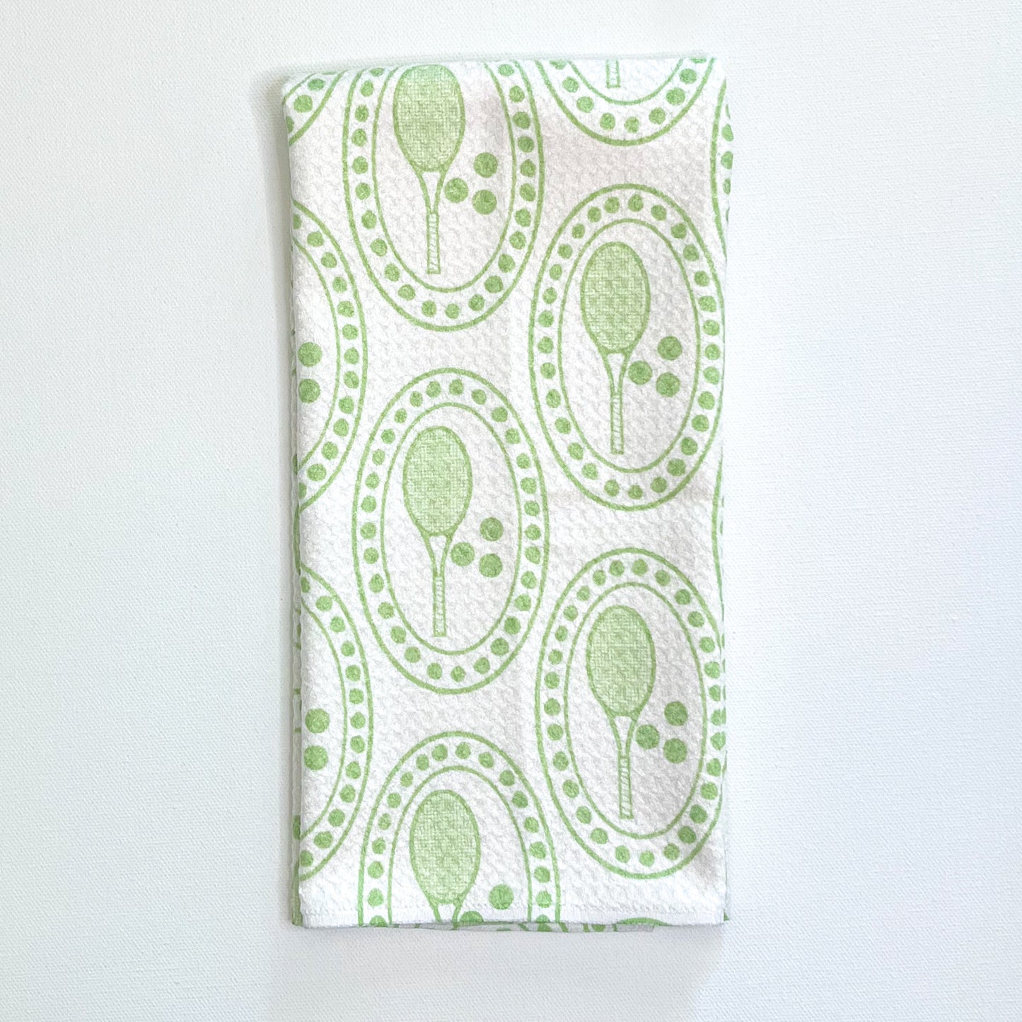 Green Tennis Medallions Premium Waffle Weave Hand Towel - Absorbent & Quick Drying