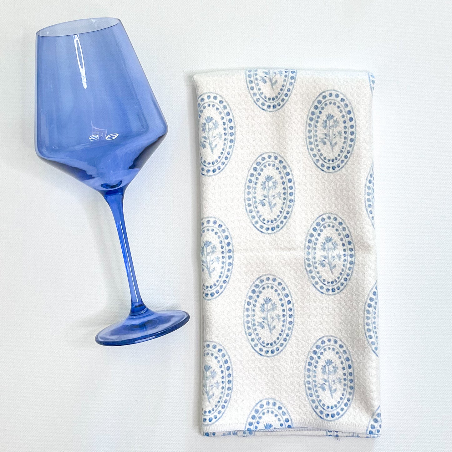 Charlotte in Blue Premium Waffle Weave Hand Towel - Absorbent & Quick Drying