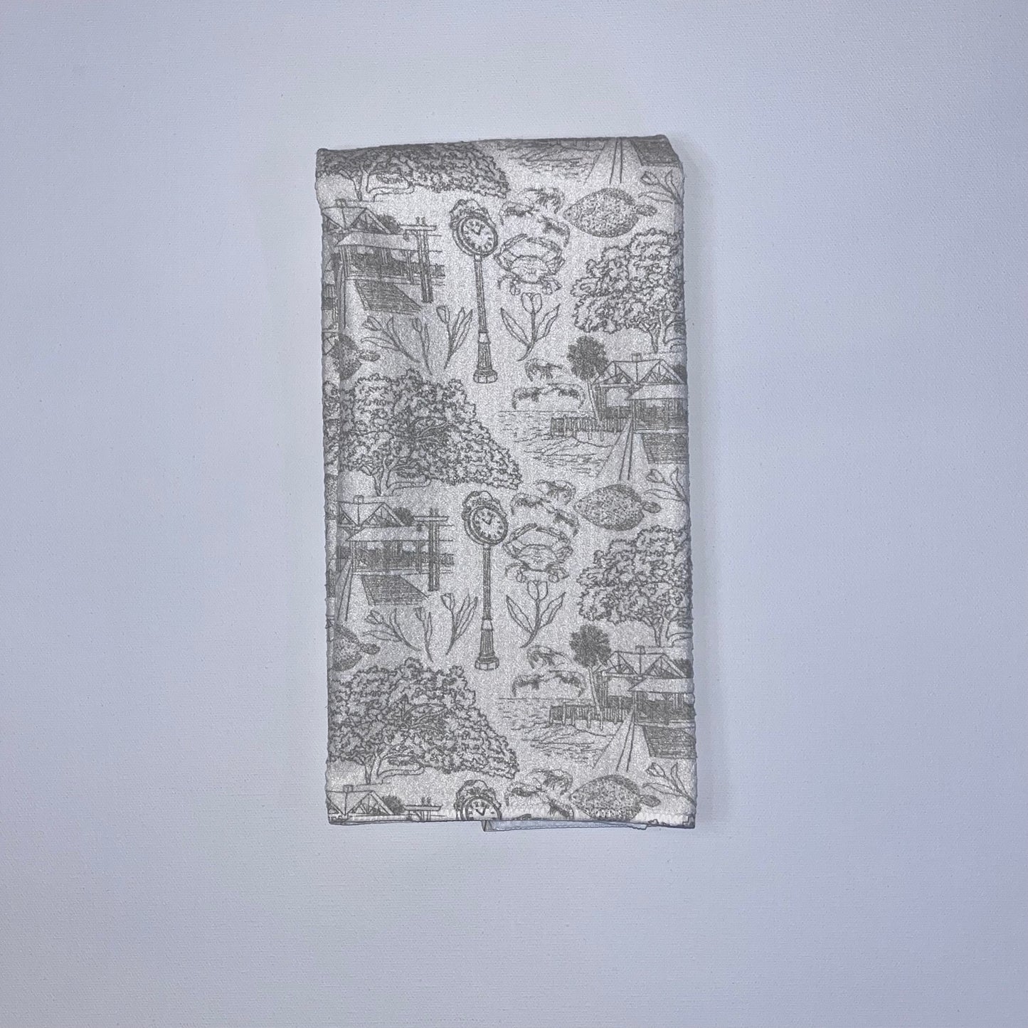 Fairhope Toile in Soft Grey Premium Waffle Weave Hand Towel - Absorbent & Quick Drying