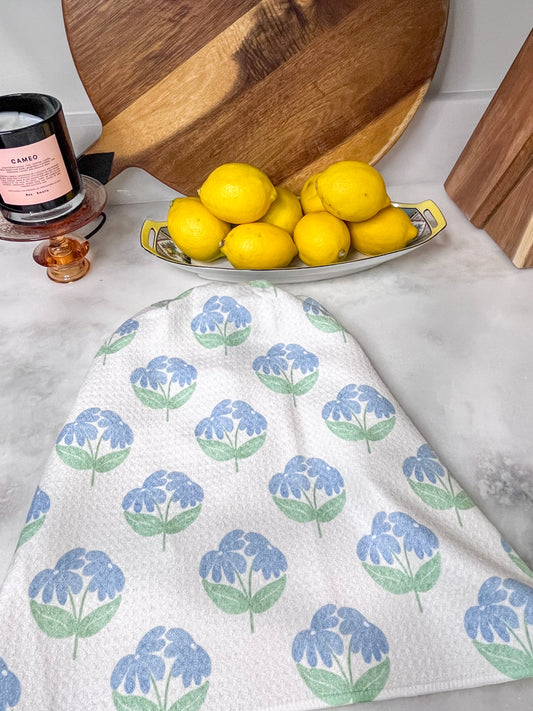 Blue Happies Premium Waffle Weave Hand Towel - Absorbent & Quick Drying
