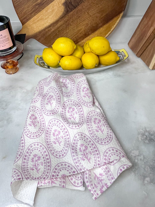 Double Charlotte in Pink Premium Waffle Weave Hand Towel - Absorbent & Quick Drying