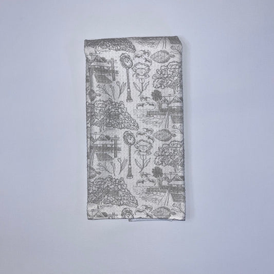 Fairhope Toile in Soft Grey Premium Waffle Weave Hand Towel - Absorbent & Quick Drying