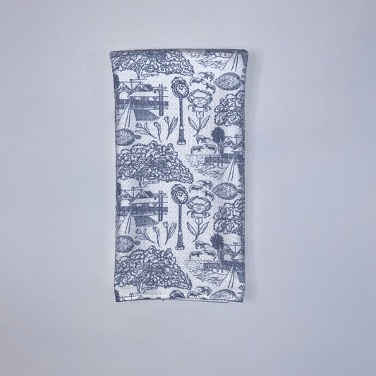 Fairhope Toile in Soft Blue Premium Waffle Weave Hand Towel - Absorbent & Quick Drying